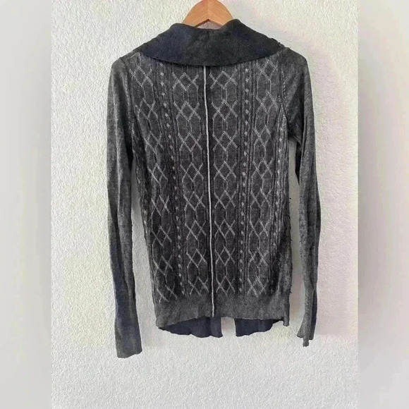 Allsaints womans long sleeve wide collar button up sweater size 10 charcoal grey - Picture 5 of 7